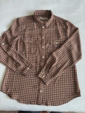Loft Women’s Long-Sleeve Brown Geo Print blouse